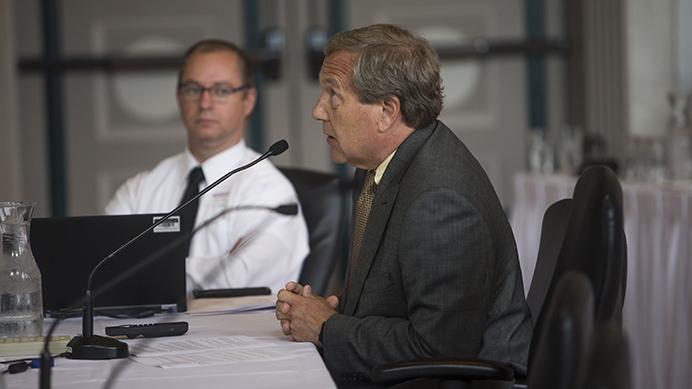 University of Iowa President Bruce Harreld speaks during an Iowa Board of Regents Meeting on Thursday June 8, 2017. (The Daily Iowan/Nick Rohlman)