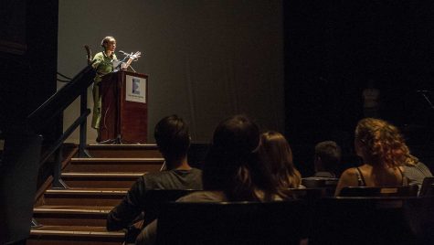 Lisa Lucas, the first African American Executive Director of the National Book Foundation, speaks to an audience at The Englert theatre on Monday, Sept. 25, 2017. Lucas was hosted by the University Lecture Committee in collaboration The Green Room. She spoke on the importance of literature and its ability to bridge together communities from different backgrounds. 