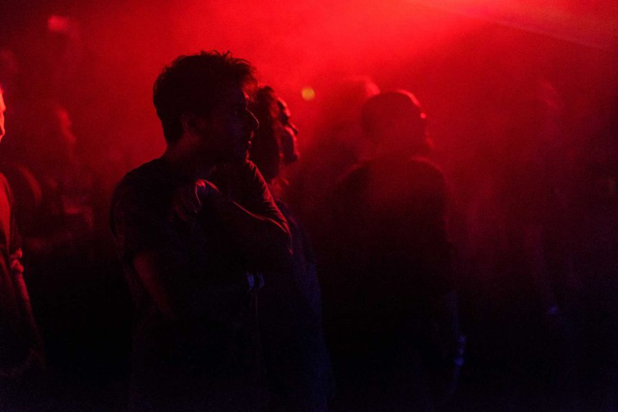 Guests dance while Daedelus performs at Blue Moose during the Middle of Nowhere Festival on Saturday Sept. 2, 2017. The Middle of Nowhere Festival is a new music festival in Iowa City meant to showcase electronic dance music in Iowa and the Midwest (Nick Rohlman/The Daily Iowan)