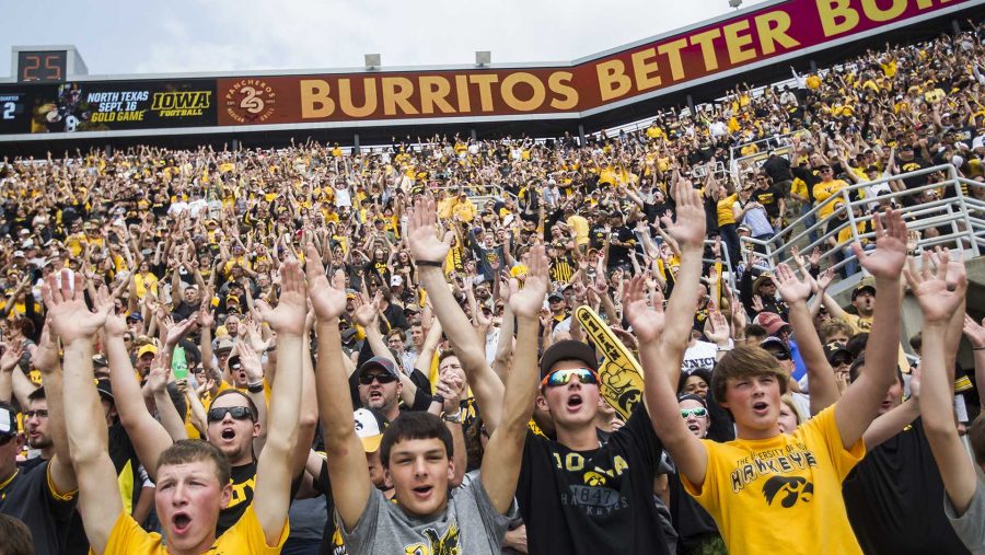 Iowa+fans+watch+from+the+north+end+zone+stands+during+the+season+opener+against+Wyoming+on+Saturday%2C+Sep.+2%2C+2017.+The+Hawkeyes+went+on+to+defeat+the+Cowboys%2C+24-3.+%28Ben+Smith%2FThe+Daily+Iowan%29