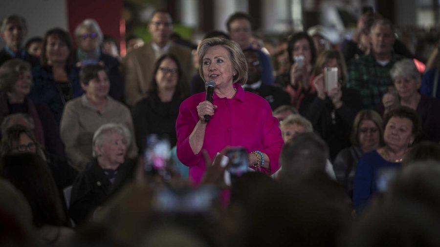 Hillary Clinton speaks to a crowd at the Cedar Rapids NewBo Market on, Monday Jan 4, 2015. This was Senator Clintons second stop in Iowa that day, she later that day visit Des Moines. (The Daily Iowan/Jordan Gale)