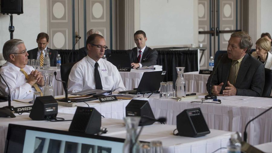 University of Iowa President Bruce Harreld speaks during an Iowa Board of Regents Meeting on Thursday June 8, 2017. (The Daily Iowan/Nick Rohlman)