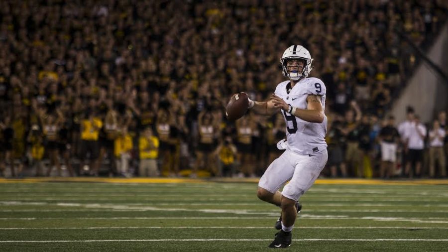 Penn State quarterback Trace McSorley throws during the 4th quarter of Iowas game against Penn State at Kinnick Stadium on Sept. 23. Penn State defeated Iowa 21-19 on a last second touchdown past. (Nick Rohlman/The Daily Iowan)