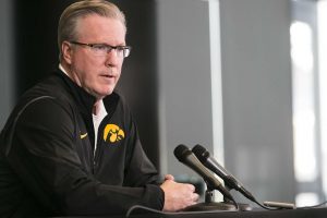 Iowa head coach Fran McCaffery speaks during mens basketball media day in Carver-Hawkeye Arena on Monday, Oct. 16, 2017. The Hawkeyes open up their season with an exhibition game against William Jewell College on Friday, Oct. 27. at 7 p.m. in Carver. (Joseph Cress/The Daily Iowan)