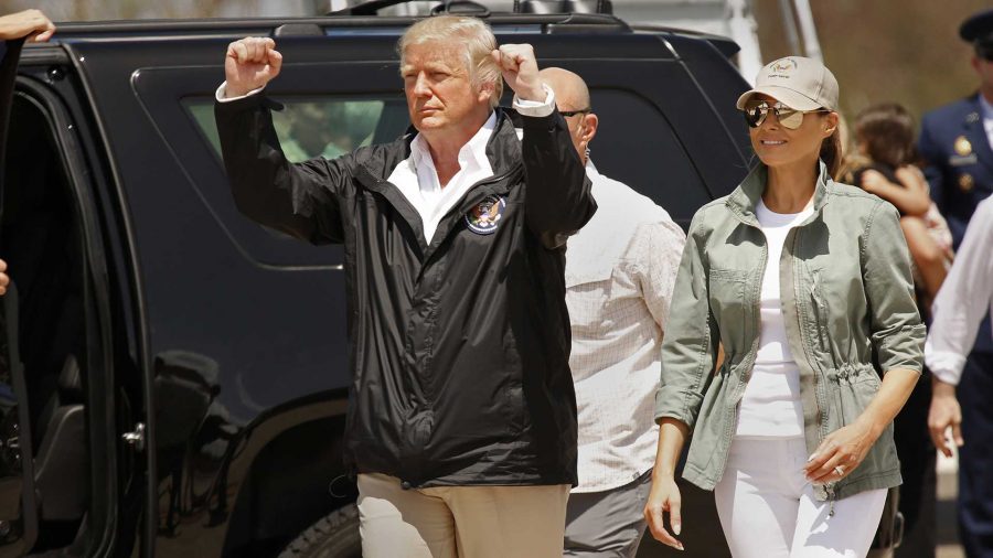 President+Donald+Trump+and+first+lady+Melania+arrive+at+Muniz+Air+National+Guard+Base+in+Carolina%2C+Puerto+Rico+on+Oct.+3%2C+2017%2C+almost+two+weeks+after+Hurricane+Maria+hit+the+island.+%28Carolyn+Cole%2FLos+Angeles+Times%2FTNS%29