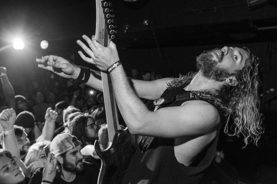 Cole Crutchfield of Knocked Loose performs during a concert at Blue Moose on Saturday October 21, 2017. The show was headlined by the hardcore punk band Knocked Loose. (Nick Rohlman/The Daily Iowan)