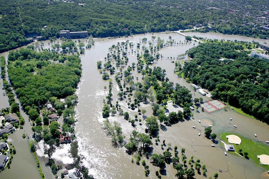 Floodwaters engulf Lower City Park on Tuesday, June 10, 2008. (File photo/The Daily Iowan)