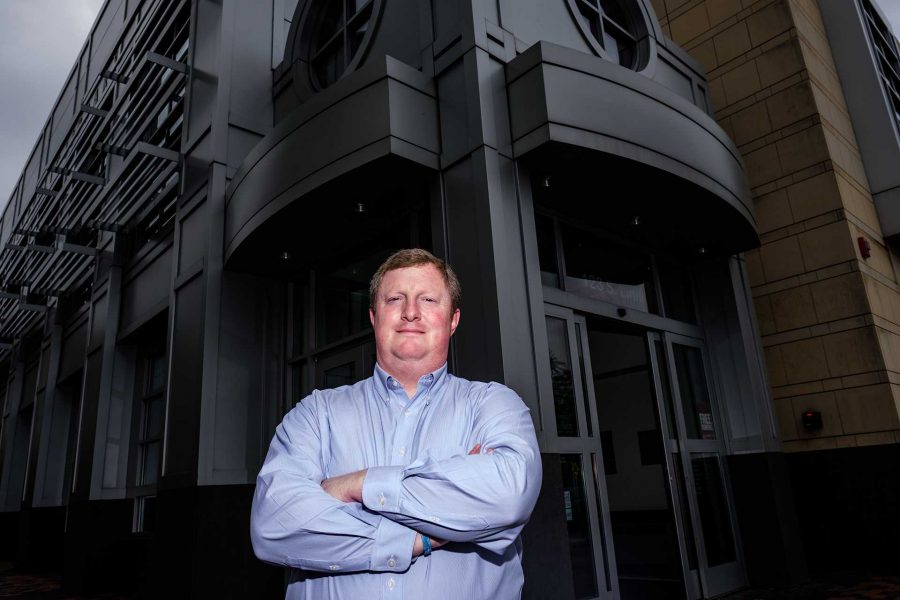 Executive Director of Iowa City UNESCO City of Literature John Kenyon stands in front of the Iowa City Public Library on Thursday, Oct. 12, 2017. The White House announced Thursday that the United states would be leaving UNESCO. (Nick Rohlman/The Daily Iowan)