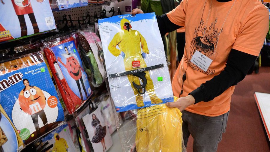 Costume stores are selling out of Hazmat suits as customers have Ebola on their minds this Halloween in Arlington, Va., on Friday, Oct. 17, 2014. (Olivier Douliery/Abaca Press/MCT)