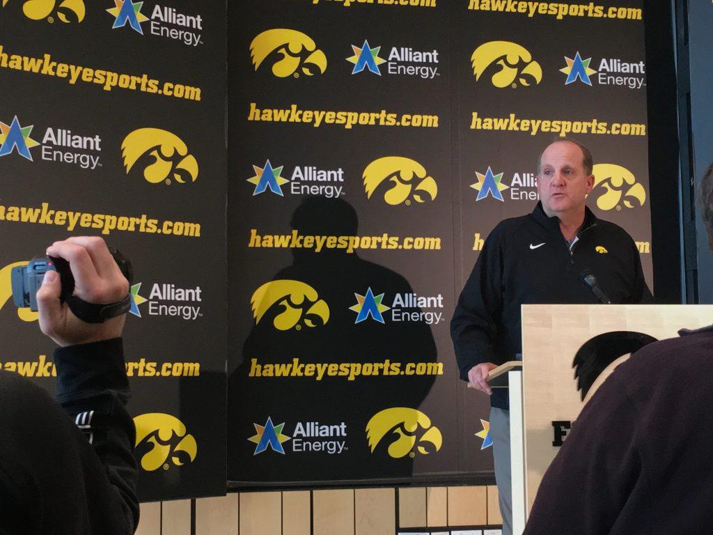 Iowa+defensive+coordinator+Phil+Parker+addresses+the+media+on+Monday%2C+December+18th.+The+Hawkeyes+take+on+Boston+College+in+the+Pinstripe+Bowl+on+Dec.+27+in+New+York+City+at+4%3A15+p.m.+%28The+Daily+Iowan%2FAdam+Hensley%29