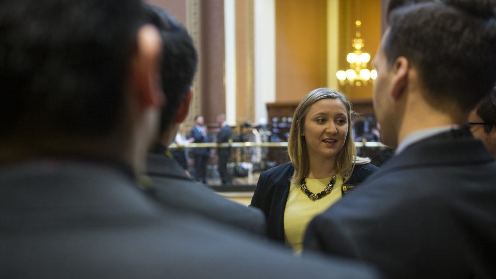 UISG President Rachel Zuckerman speaks to UISG senators during Hawkeye Caucus at the State Capitol building in Des Moines on Tuesday, Apr. 4, 2017. Hawkeye Caucus is a day to showcase the accomplishments of the University of Iowa community. (The Daily Iowan/Ben Smith)