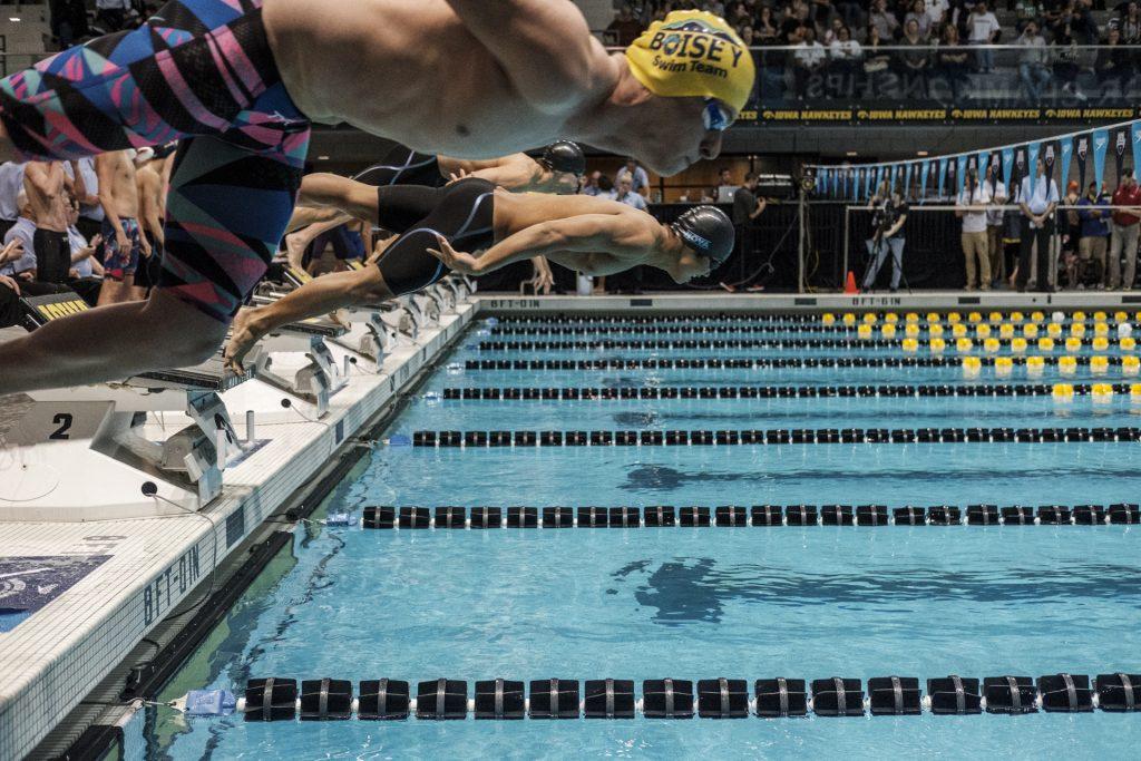 Swimmers compete during day three of the USA Swimming West Junior Nationals in Iowa City on Saturday, Dec. 9, 2017. (Nick Rohlman/The Daily Iowan)