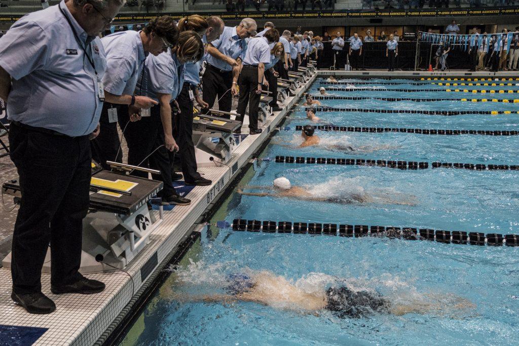 Swimmers compete during day three of the USA Swimming West Junior Nationals in Iowa City on Saturday, Dec. 9, 2017. (Nick Rohlman/The Daily Iowan)