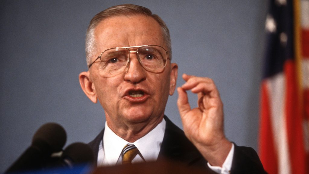 Reform party presidential candidate Ross Perot speaks at the National Press Club October 25, 1996 in Washington, DC. (Richard Ellis/Zuma Press/TNS)