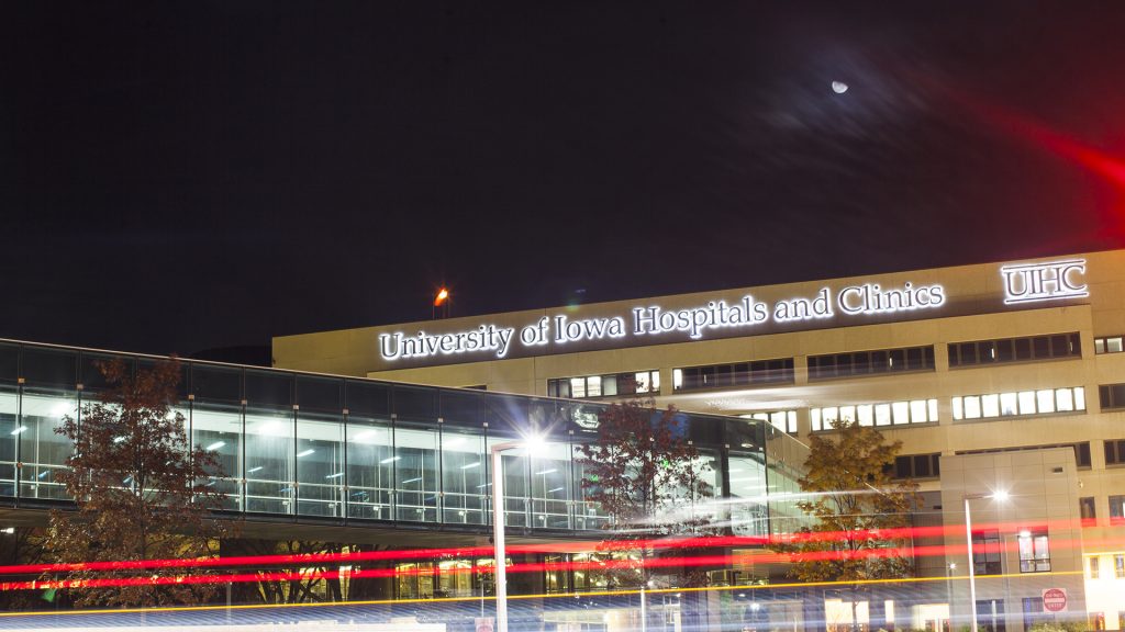 The University of Iowa Hospitals and Clinics building is seen from the west on Wednesday, Nov. 8, 2017. A $1.3 million grant now helps UI practicum students to provide counseling services in rural areas across Iowa for the next four years. (Joseph Cress/The Daily Iowan)