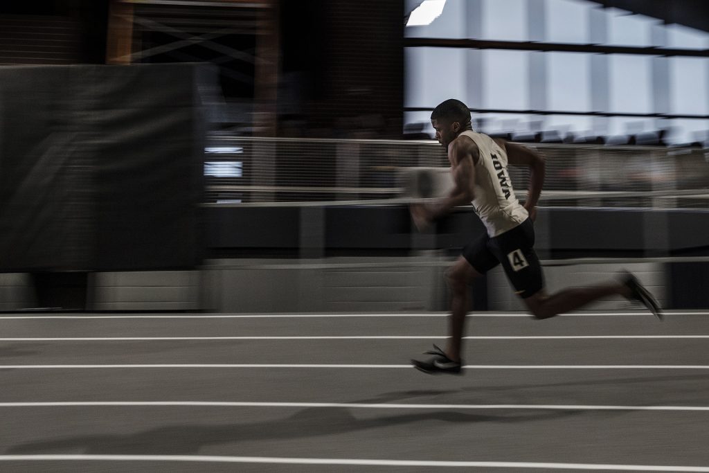 Iowa's Dejuan Fry competes during the Larry Wieczorek Invitational on Saturday, Jan. 20, 2017. (Nick Rohlman/The Daily Iowan)