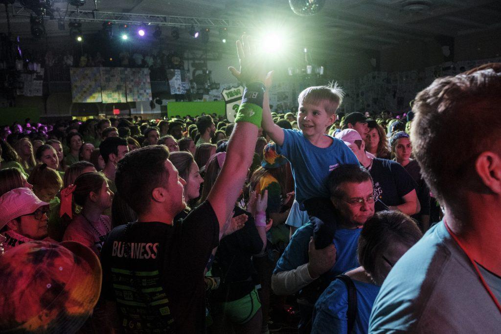 Dance Marathon Families are introduced during Dance Marathon 24 at the Iowa Memorial Union on Friday, Jan. 28, 2018. Dance Marathon raises money for pediatric cancer research. (Nick Rohlman/The Daily Iowan)