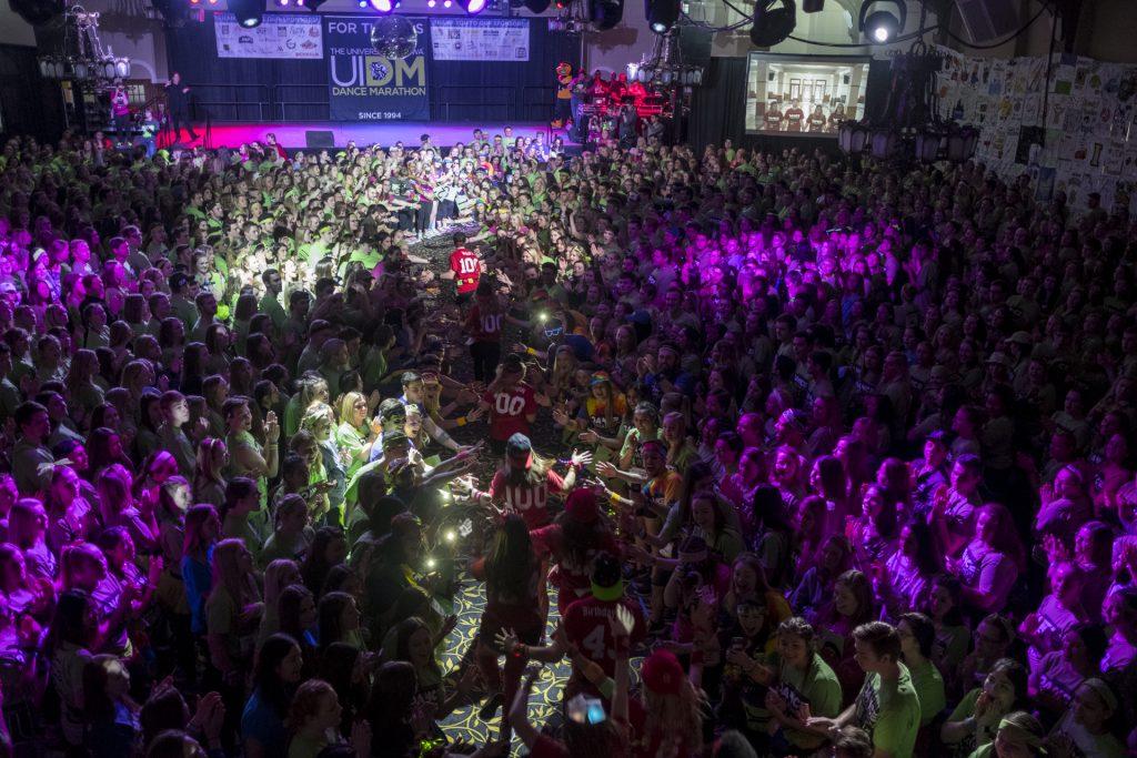 Morale Captains make their entrance during Dance Marathon 24 at the Iowa Memorial Union on Friday, Jan. 28, 2018. Dance Marathon raises money for pediatric cancer research. (Nick Rohlman/The Daily Iowan)