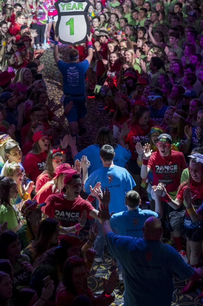 Dance Marathon Families are introduced during Dance Marathon 24 at the Iowa Memorial Union on Friday, Jan. 28, 2018. Dance Marathon raises money for pediatric cancer research. (Nick Rohlman/The Daily Iowan)