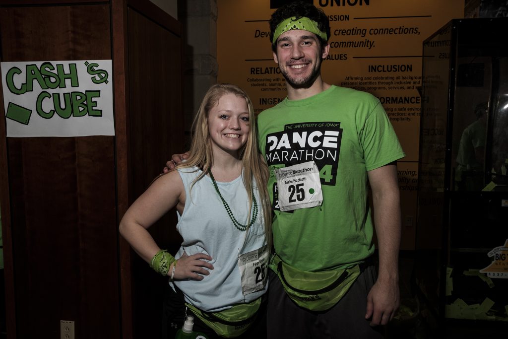 Daniel Picchiotti and Paige Allison pose for a portrait during Dance Marathon at the Iowa Memorial Union on Saturday, Feb. 3, 2018. (Nick Rohlman/The Daily Iowan)