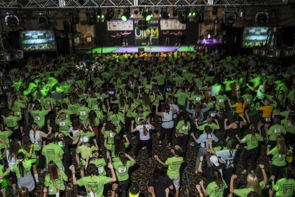 Dancers participate in Jazzercise during Dance Marathon at the Iowa Memorial Union on Saturday, Feb. 3, 2018. (Nick Rohlman/The Daily Iowan)