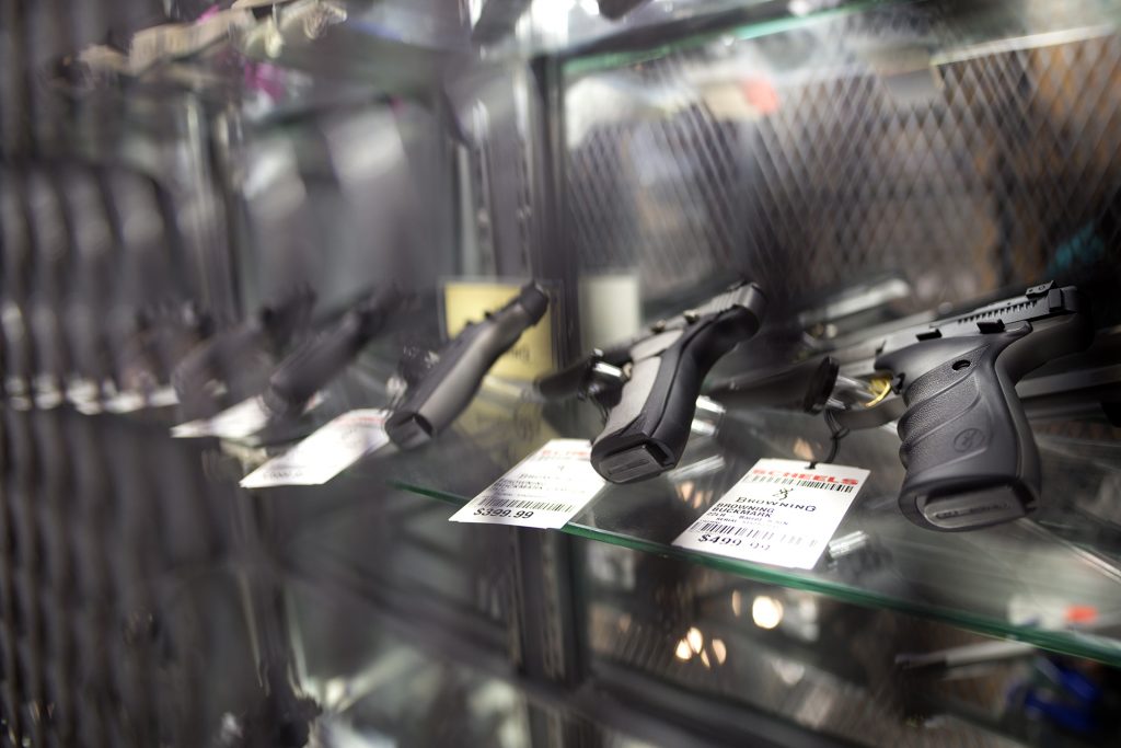 The prominant Hunting section of Scheels in Iowa City displays their firearms on Feb. 7, 2016. Hundreds of guns sit on the second floor of the All Sports store in the Coral Ridge Mall located in Corallville, Iowa. (The Daily Iowan/Mary Mathis)