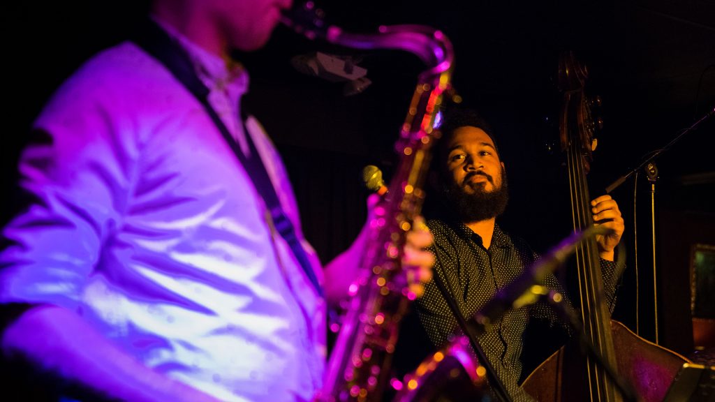 Members of the Blake Shaw Quintet perform at The Mill in Iowa City on Wednesday, Feb. 16, 2018. (Matthew Finley/The Daily Iowan)