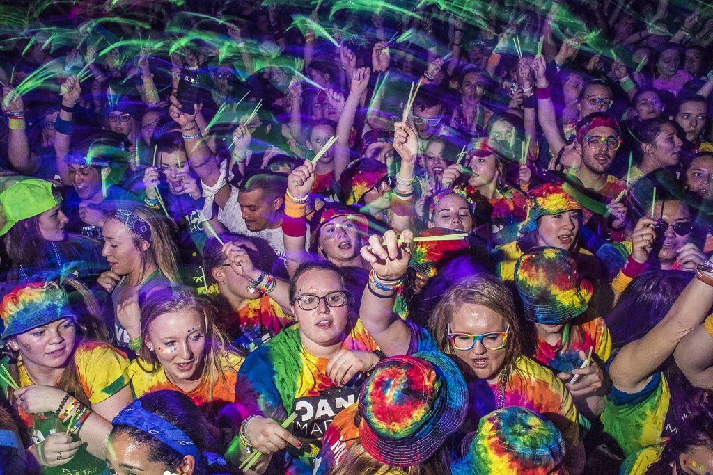 Dancers participate during the Power Hour at Dance Marathon at the IMU on Saturday, Feb. 3, 2018. (James Year/The Daily Iowan)