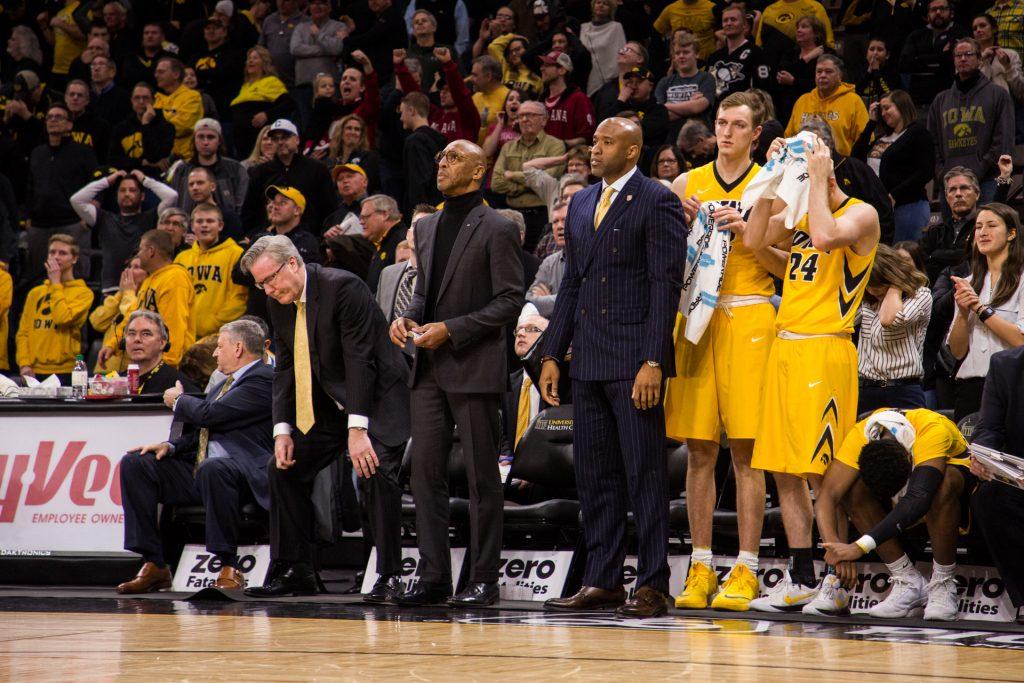 Iowa+Head+Coach+Fran+McCaffery+reacts+on+the+sidelines+during+a+game+against+Indiana+University+at+Carver-Hawkeye+Arena+on+Saturday%2C+Feb.+17%2C+2018.+The+Hoosiers+defeated+the+Hawkeyes+84+to+82.+%28David+Harmantas%2FThe+Daily+Iowan%29