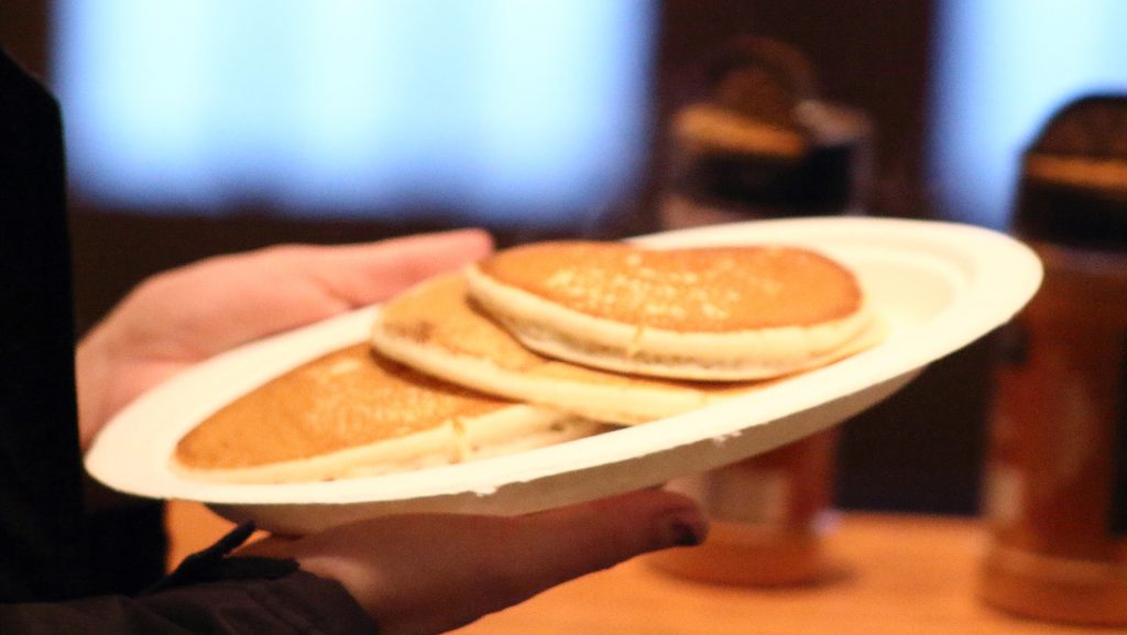 Pancakes made by the Pancake Man for students in the IMU on Monday, Dec. 11, 2017. The event was part of finals week events held to relieve the stress of students. (Ashley Morris/The Daily Iowan)