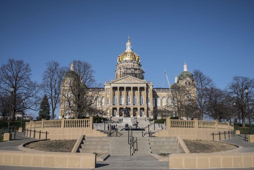 The Capitol building in Des Moines is pictured on April 29, 2019. 