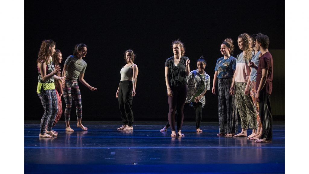 Members of the University of Iowa Department of Dance rehearse for the Undergraduate Dance Showcase at Space Place Theater on Wednesday, May 2, 2018. (Shivansh Ahuja/The Daily Iowan)