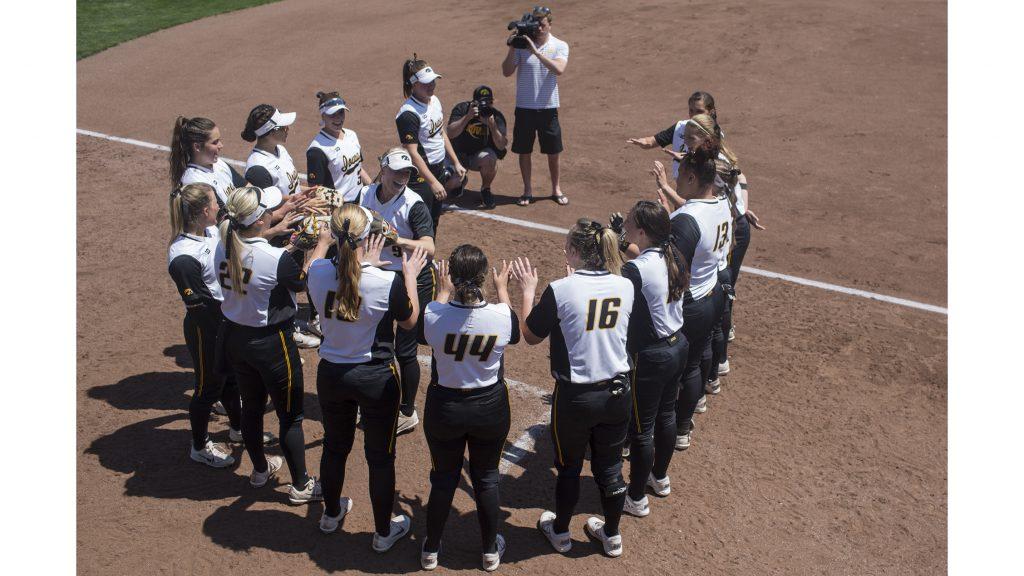 Iowas Sarah Kurtz is introduced before a softball game between Iowa and Purdue on Sunday, May 6, 2018. The Boilermakers spoiled the Hawkeyes senior day, 6-0. (Shivansh Ahuja/The Daily Iowan)