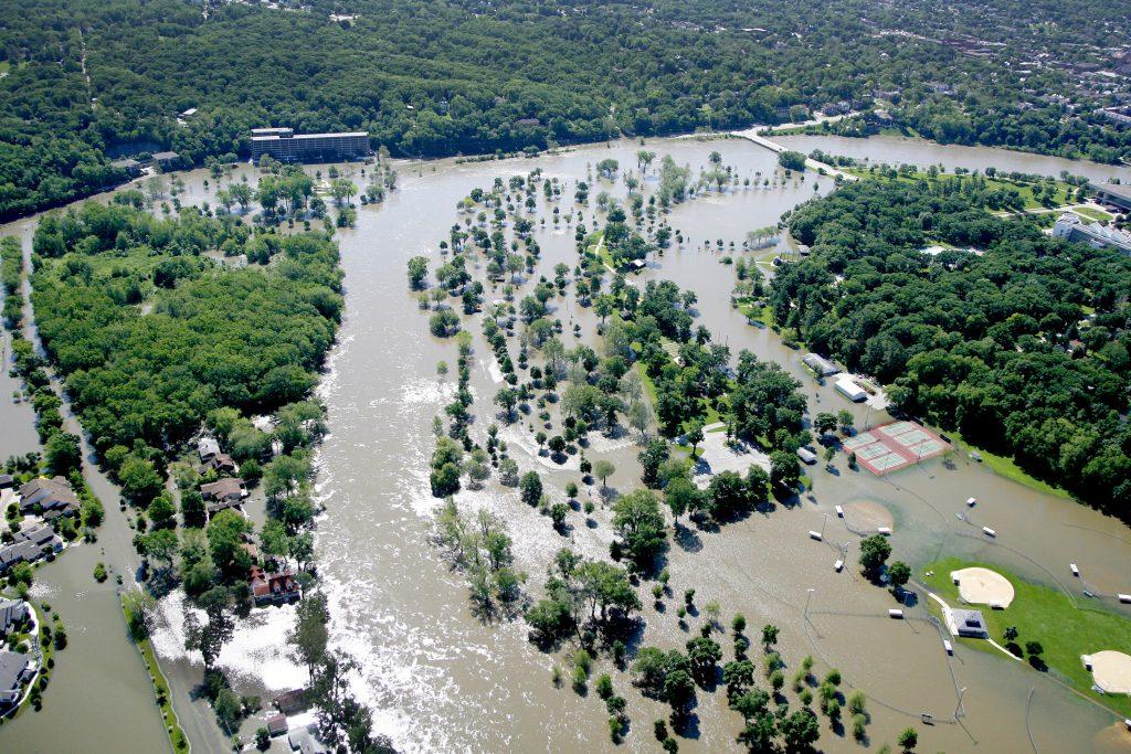 Floodwaters engulf Lower City Park on Tuesday, June 10, 2008.