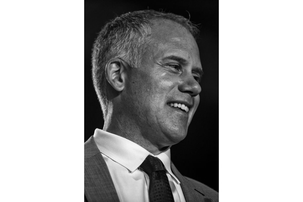 Maryland Head Coach DJ Durkin addresses the media during Big Ten Football Media Days in Chicago on Tuesday, July 24, 2018. (Nick Rohlman/The Daily Iowan)