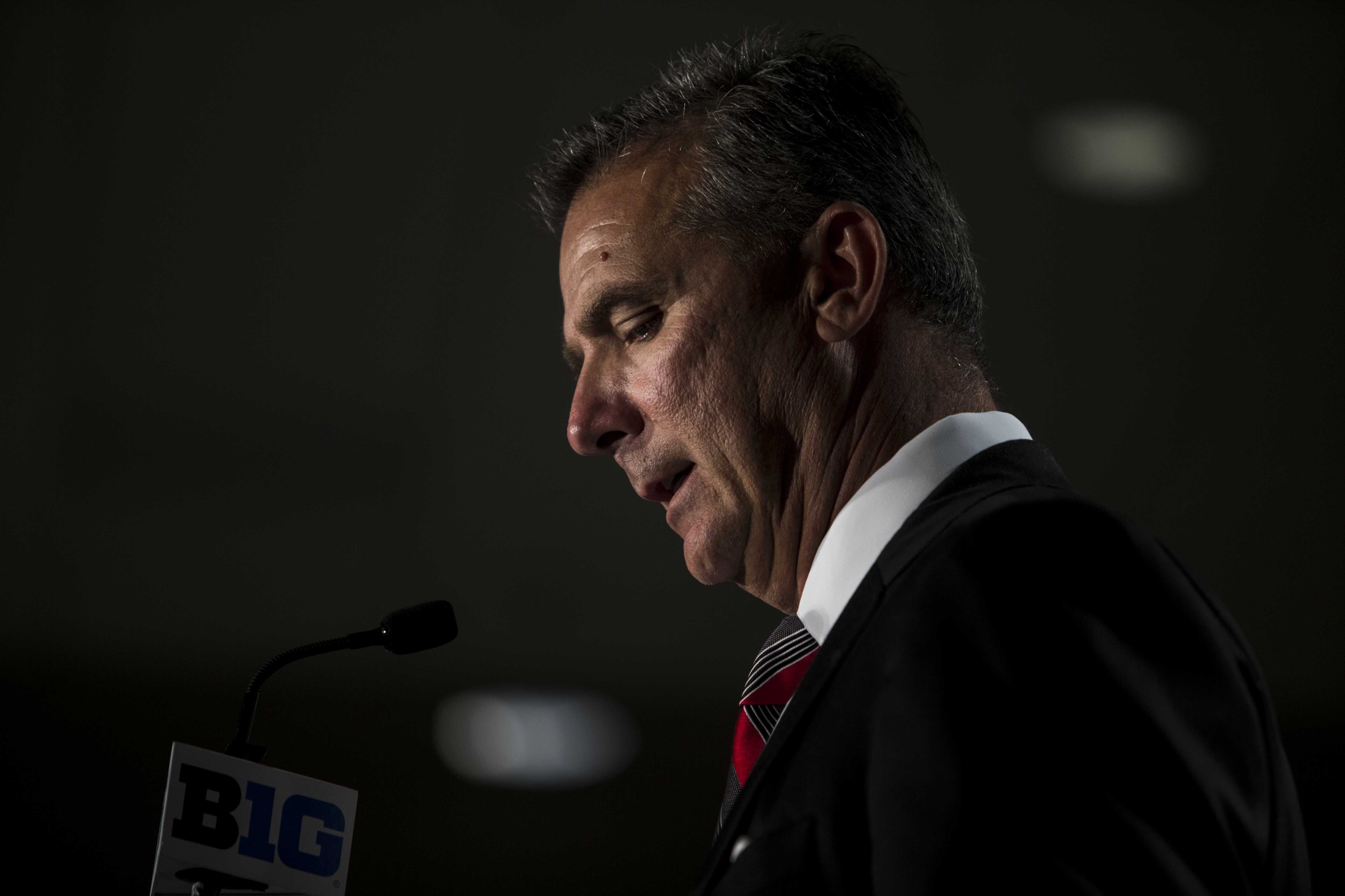 Ohio State Head Coach Urban Meyer addresses the media during Big Ten Football Media Days in Chicago on Tuesday, July 24, 2018.