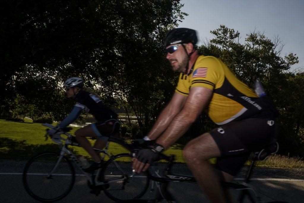 Cyclists ride outside of Wellman, Iowa during RAGBRAI on Friday, July 27, 2018. Riders rode from Sigourney to Iowa City on Day 6 of this years ride. (Nick Rohlman/The Daily Iowan)