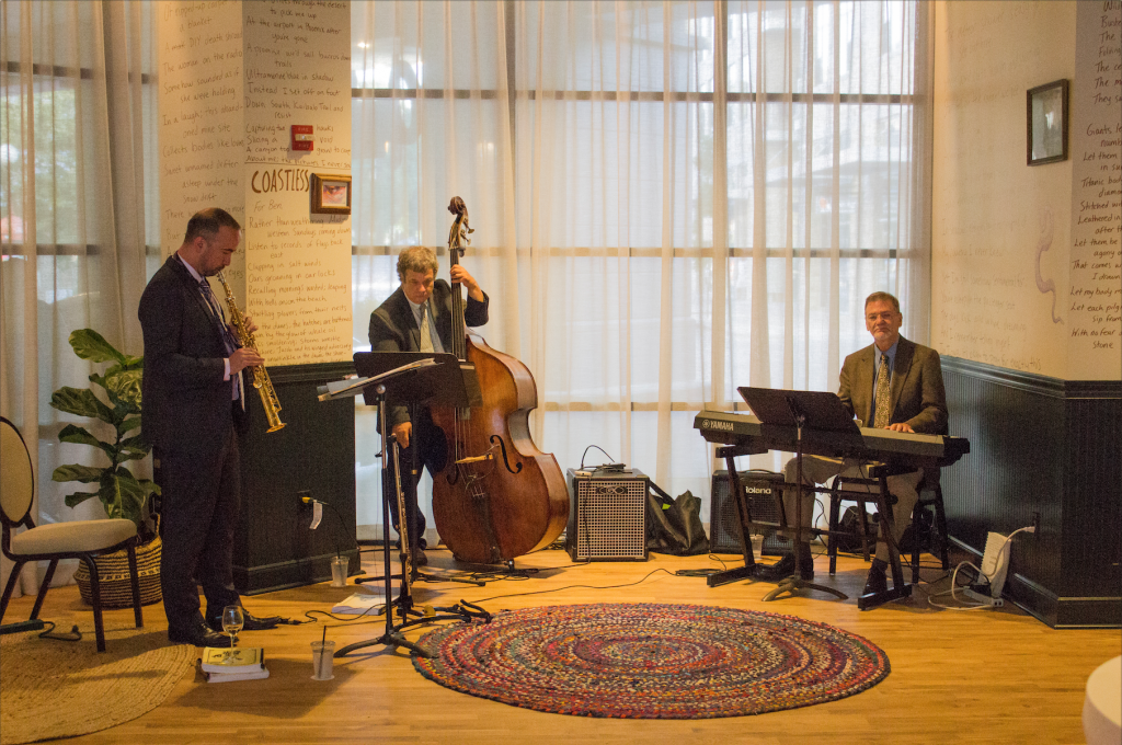 A live jazz band is seen at the Graduate hotel in Iowa City for a VIP tour on Tuesday, July 24, 2018. (Michael Aragon/The Daily Iowan)
