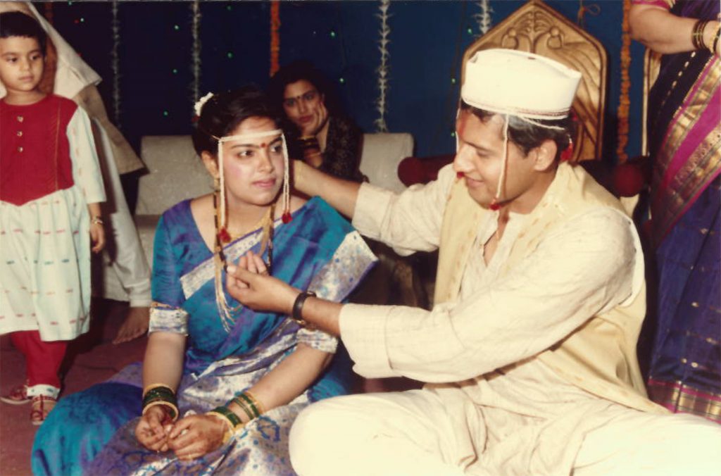 Aadit Tambe’s parents Anagha and Makarand are seen on their wedding day in 1994. (Contributed)