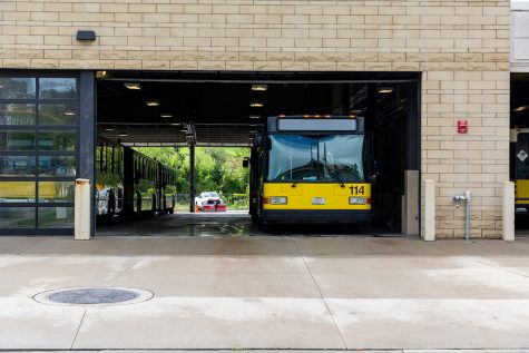 University of Iowa Cambuses at the Madison St. Maintenance Facility on Monday, Aug. 20, 2018. Cambus recently announced a limitation of service to Mayflower Hall due to ongoing road construction.