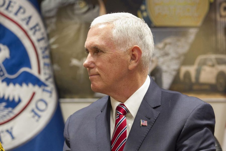 Vice President Mike Pence listens to a briefing by acting Border Patrol Chief Carla Provost at the El Centro Border Patrol station in San Diego on April 30, 2018. (Alejandro Tamayo/Diego Union-Tribune/TNS)