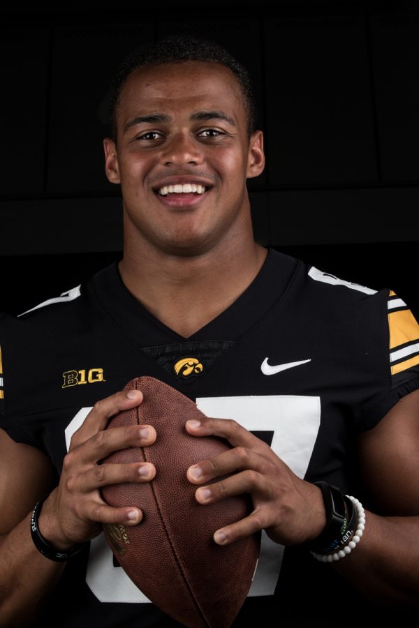 Tight end Noah Fant poses for a portrait during Iowa football Media Days on Friday, August 10, 2018. (Nick Rohlman/The Daily Iowan)