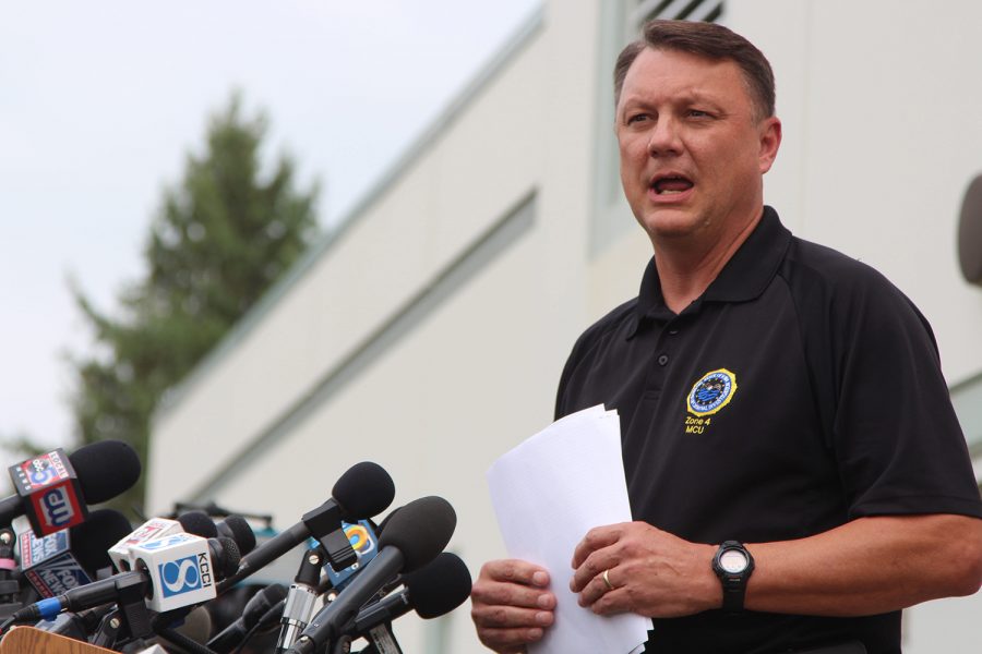 Department of Criminal investigation Special Agent in Charge Richard Rahn speaks at a press conference regarding the case of UI student Mollie Tibbetts’ death in Montezuma, Iowa, on Aug. 21, 2018. Tibbetts’ body was found in a cornfield outside of Brooklyn, Iowa, and a first-degree murder charge has been filed.