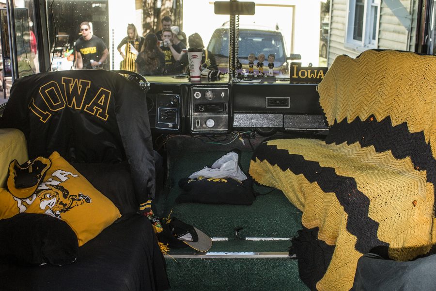 The inside of an RV is seen on Saturday, September 22, 2018. Both Hawkeye and Badger fans tailgated throughout Iowa City prior to the Iowa vs. Wisconsin  football game. (Katina Zentz/The Daily Iowan)