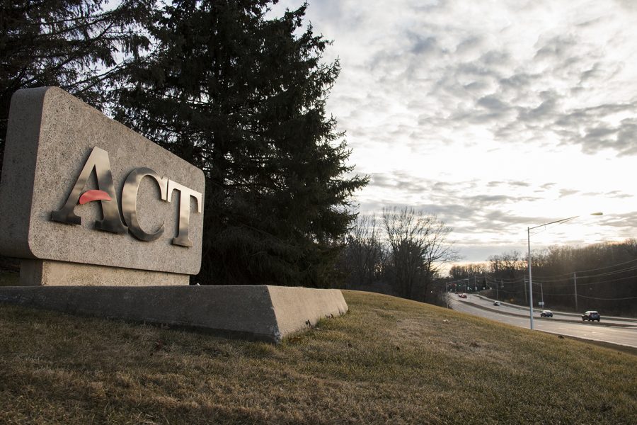 The ACT sign is seen outside of the ACT Headquarters on Monday, March 5, 2018.