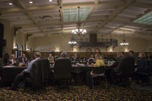 Regents listen during the state Board of Regents meeting on Sept. 12, 2018 in the IMU Main Lounge. 