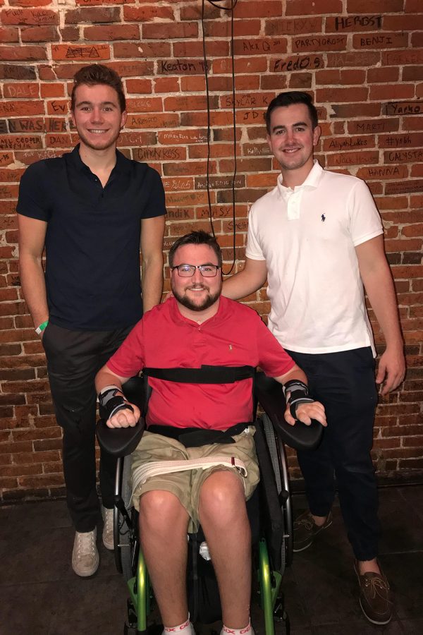 From left, Jacob Newcomb, Michael Penniman, and Peter Easler started the nonprofit Students Care. 