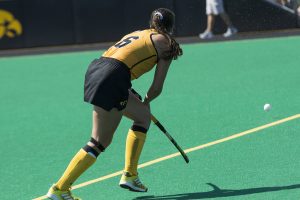 Iowas Anthe Nijziel receives the ball during the Indiana field hockey game on Sunday, Sept. 16 2018. The Hawkeyes defeated the Hoosiers (3-0), and have now won six consecutive games. 