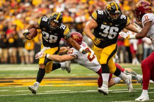 Iowa running back Torren Young during Iowas game against Iowa State at Kinnick Stadium on Saturday, Sept. 8, 2018. The Hawkeyes defeated the Cyclones 13-3.