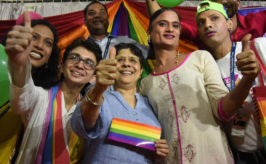 Members of the lesbian, gay, bisexual and transgender community celebrate in Mumbai, India, on Thursday, Sept. 6, 2018. Indias Supreme Court legalized gay sex in a historic judgment Thursday, scrapping the 158-year-old colonial-era law that criminalized homosexuality. (Xinhua/Zuma Press/TNS)